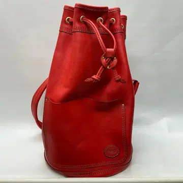 HERZ 가죽 드로우 스트링 백 레드