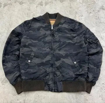 알파인더스트리 MA-1 카모 무늬 블루종 구제 의류 블랙