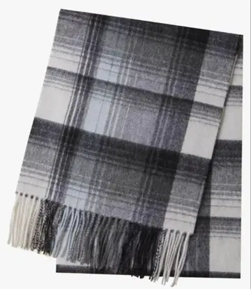 여성용 캐시미어 머플러 블랙 체크 무늬 기프트 BOX 포함