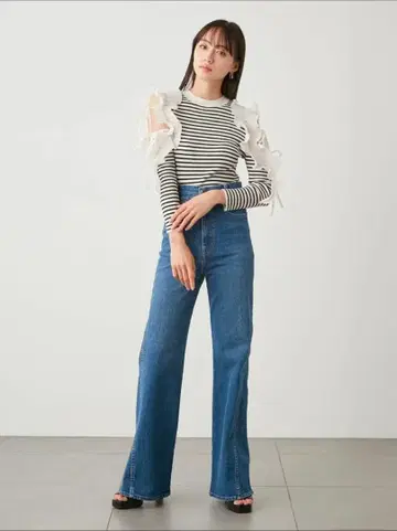 Sustainable 스트레치 플레어 데님 팬츠 snidel XS