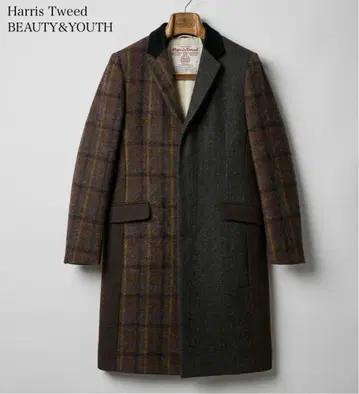 [ 새상품급 ] 최상급 Harris Tweed 이소재 절개 체스터 코트