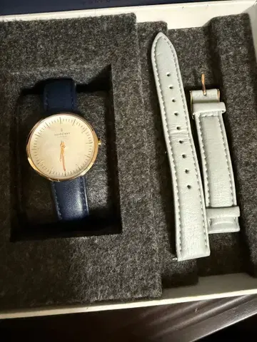 Nordgreen 네이비 가죽 스트랩 시계