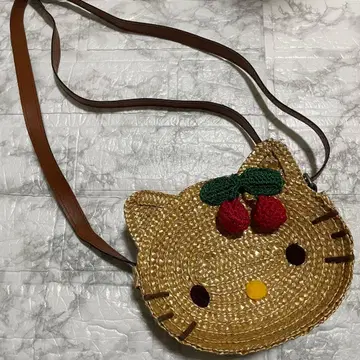 산리오 헬로키티 헤이세이 레트로 밀짚 가방 백 체리 바스켓