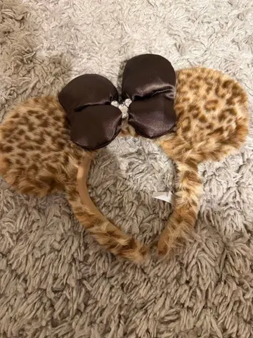 디즈니 레오파드 무늬 리본 포함 머리띠