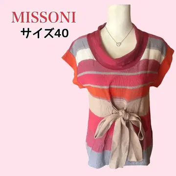 MISSONI 멀티 컬러 보더 니트탑 리본 이탈리아제 L