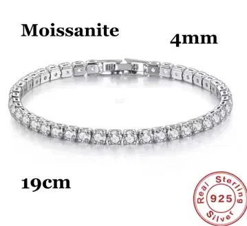 S925 모이사나이트 4mm 테니스 팔찌 실버 19cm