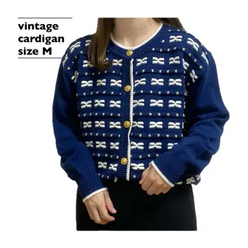 빈티지 구제 의류 디자인 니트 코튼 가디건 레트로 일본제