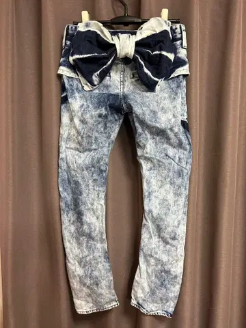 로데오 크라운 백 리본 데님 팬츠 청바지 케미컬 M