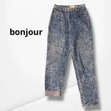 [ 봉쥬르 ] 케미컬 워시 데님 테이퍼드 구제 의류풍 캐주얼 M