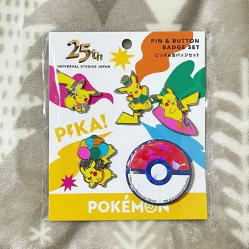 USJ 유니버셜 25주년 피카츄 포켓몬 핀즈&캔뱃지 세트