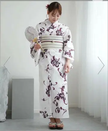 [ 새상품 ] utatane 유카타 적자색과 그린의 난국 프리 사이즈