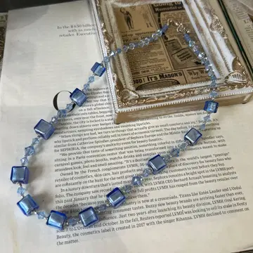 이탈리아제 베네치아 유리와 스와로브스키 목걸이 아쿠아