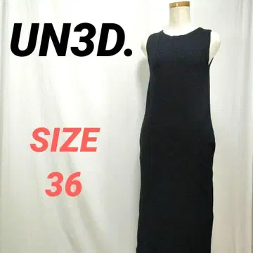 UN3D. 아쓰리드 롱 원피스 슬리브리스 타이트 무지 블랙