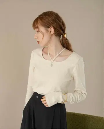 hinari 멜란지 디자인 상의 아이보리