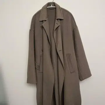 울 패브릭 베이지 롱 코트