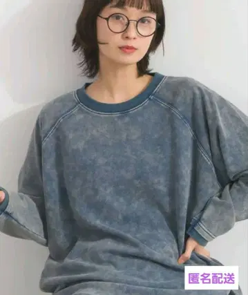 250g 쭈리 맨투맨 케미컬 가공 래글런 튜닉 풀오버