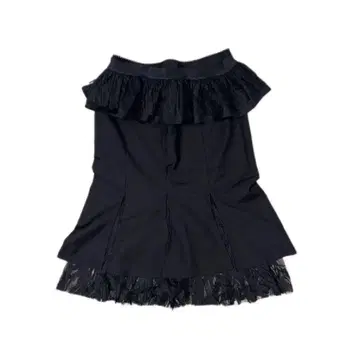 프릴 장식 블랙 타이트 스커트 레이스 2way 플레어