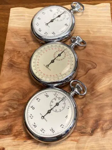 SEIKOSHA 포세린 다이얼 스톱워치 3점 가동품 2점, 미가동품 1점