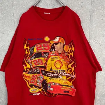 레이싱카 프린트 기업 로고 쉘 파이어 빅사이즈 T셔츠 2XL