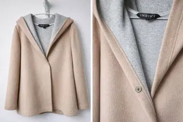 INDIVI 후데트 비버 코트 배색 디자인 정가 17000엔