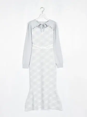 evelyn 체크 머메이드 니트 원피스