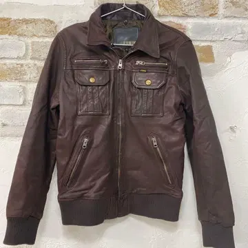 새상품급 EDWIN 염소 가죽 M 브라운 가죽 자켓