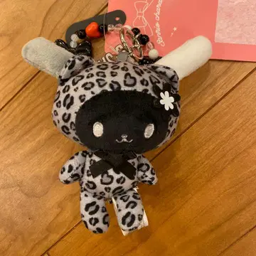 산리오 블랙 레오파드 무늬 우사하나 마스코트 참 아베일