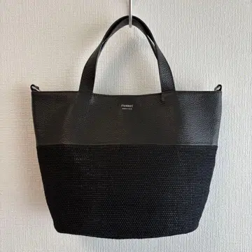 러셋 가죽 콤비 2way 토트백 블랙