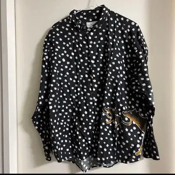 츠모리치사토 니코앤드 긴팔 셔츠 도트 무늬 늑대 M 사이즈