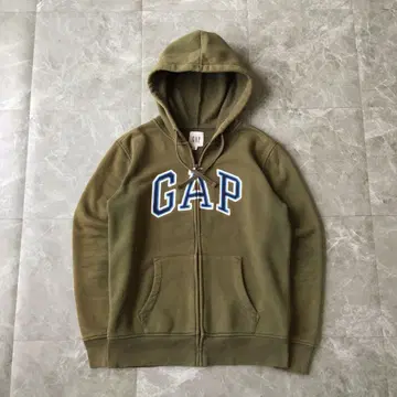 GAP 풀 집업 후드티 카키 아치 로고 페이드 헤이세이 갸루 구제 의류