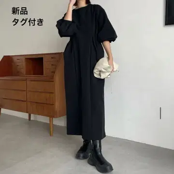 새상품 CAPRICIEUX LE'MAGE 개더 포켓 원피스 PS 블랙