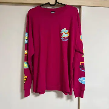 버건디 롱 슬리브 티셔츠 마젠타 핑크