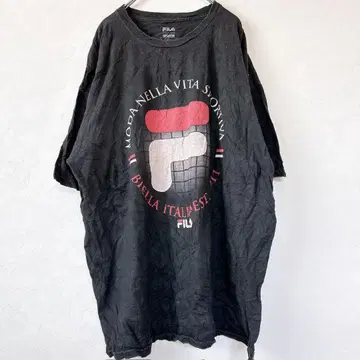 [ 멕시코제 ] 휠라 T셔츠 블랙 XL 빅 로고 오버 사이즈