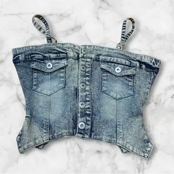 SPIRALGIRL 데님 뷔스티에 상의 2way 스트레치 슬림