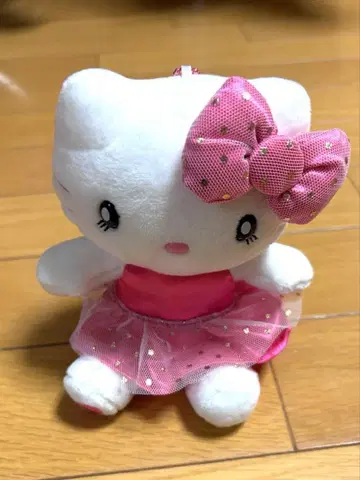 헬로키티 봉제 인형 마스코트 핑크 드레스 리본 포함 새상품급