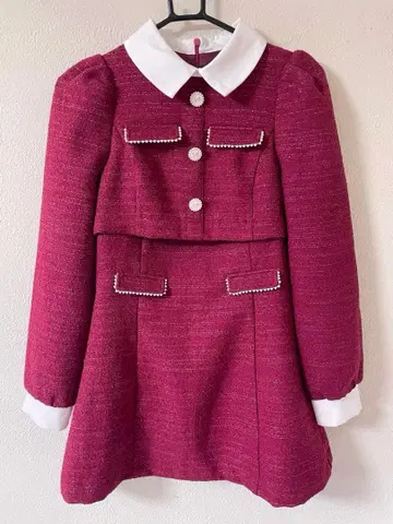 에블린 트위드 미니 플레어 원피스 빨간색 레드