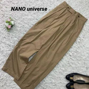 미사용 NANO universe 린넨 스트레치 턱 코쿤 팬츠