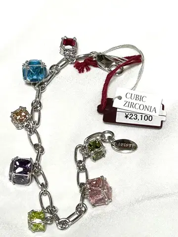 SILVER 925 멀티 컬러 큐브 참 팔찌