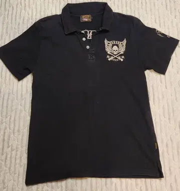 VANSON 스컬 디자인 피케 셔츠 블랙