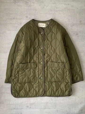 Ray BEAMS 퀼팅 노카라 블루종 올리브