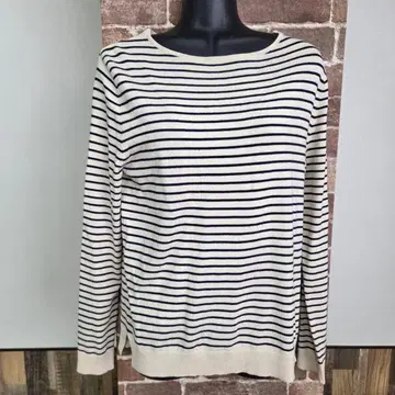 자라 티셔츠 크림 여성용 보더 라운드넥 긴팔 XS