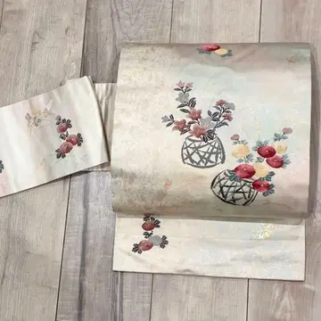 나고야 오비 순수 실크 중고 니시진 비단 당직 꽃 캐주얼 [mm285]