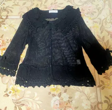 카네코 이사오 금자 공 열쇠뜨기 가디건 긴팔 장미 리본