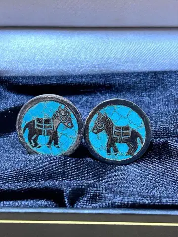 [ 레어 ] 멕시코제 빈티지 실버 925 터콰이즈 커프 링크스