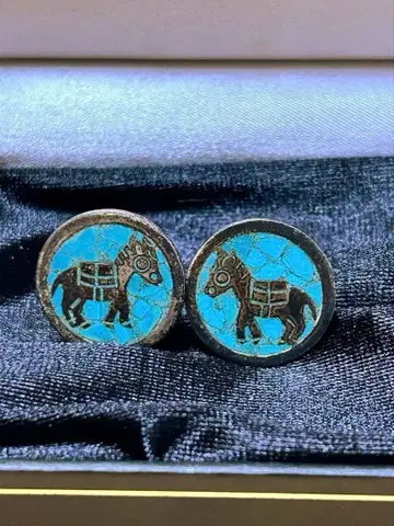 [ 레어 ] 멕시코제 빈티지 실버 925 터콰이즈 커프 링크스