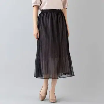 로즈 티아라 브라이트 오간지 플리츠 스커트
