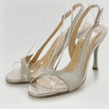 실버 슬링백 샌들 하이힐