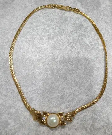 니나리치 펄 목걸이 빈티지 리본 골드