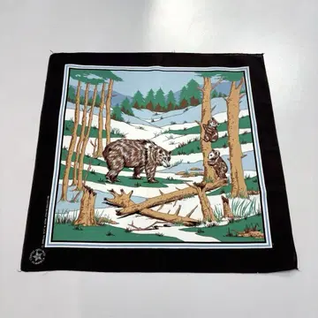 80s90s 빈티지 반다나 베어 패턴 숲 곰 블랙 프레임 USA제