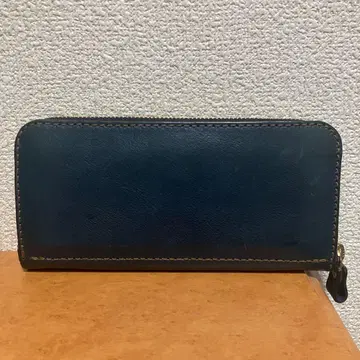 HERZ 헤르츠 지퍼 장지갑 가죽 네이비 계열 천연 가죽 일본제